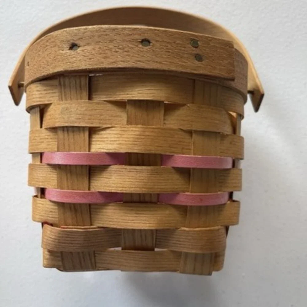Peterboro Basket Co. 150th Anniversary Wood Hanging Basket Pink Accents